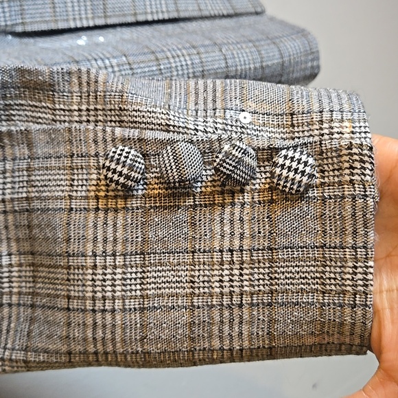 Jason Wu Houndstooth Plaid Clear Sequin Double Breasted Y2K Lined Blazer Jacket - Picture 12 of 16